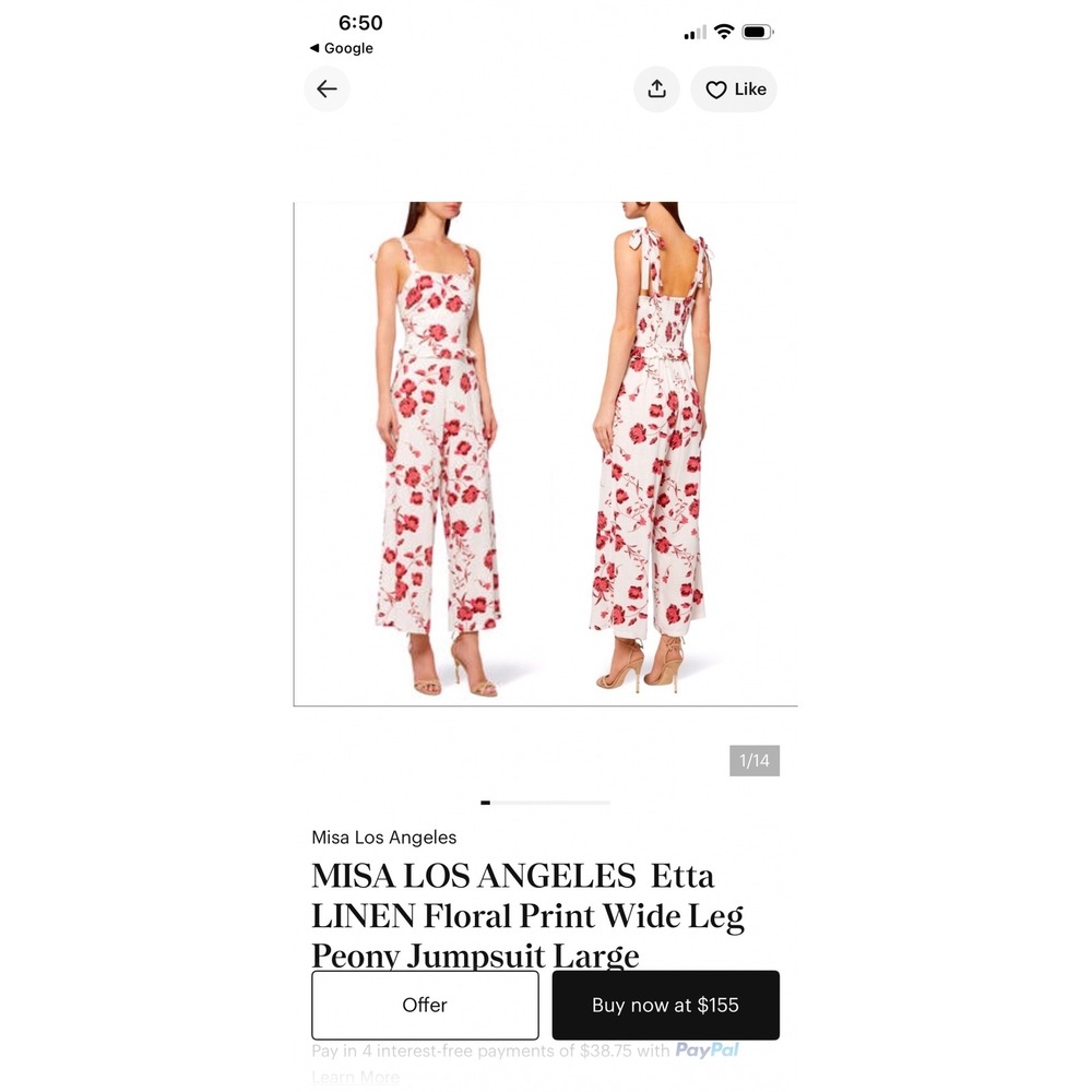 MISA ETTA FLORAL LINEN BLEND JUMPSUIT IN RASPBERRY PEONY PRINT